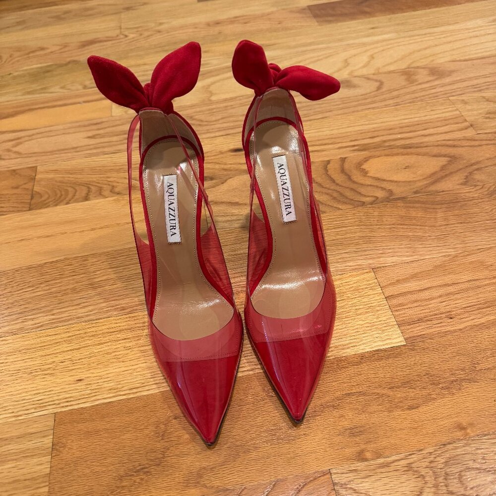 Aquazzura Bow tie Plexi Pump - Framboise (pink)